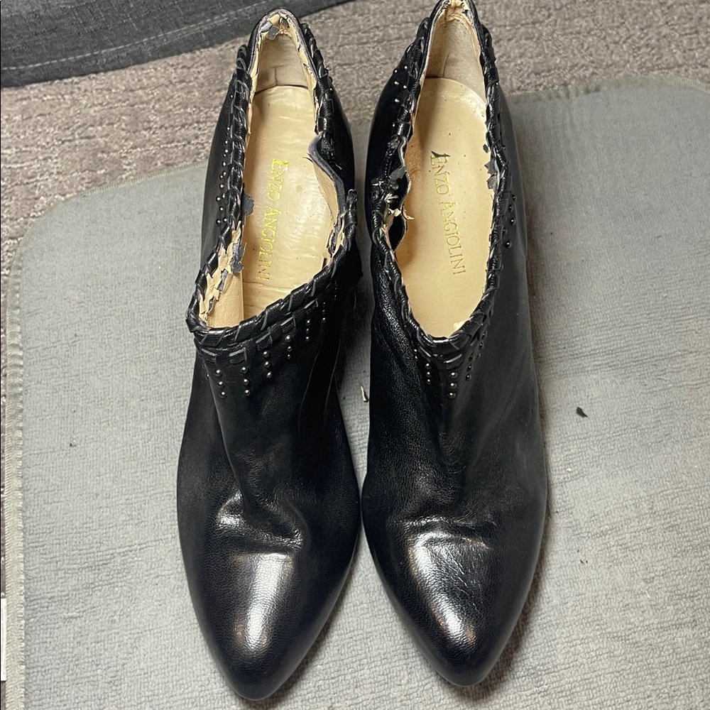 Enzo Angiolini Black Studded Leather Booties